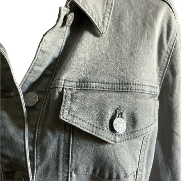 Chico’s Long Light Gray Denim Jacket - Picture 8 of 15